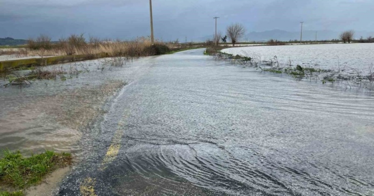 BÜYÜK MENDERES NEHRİNDEKİ TAŞKIN KARAYOLUNU KAPATTI
