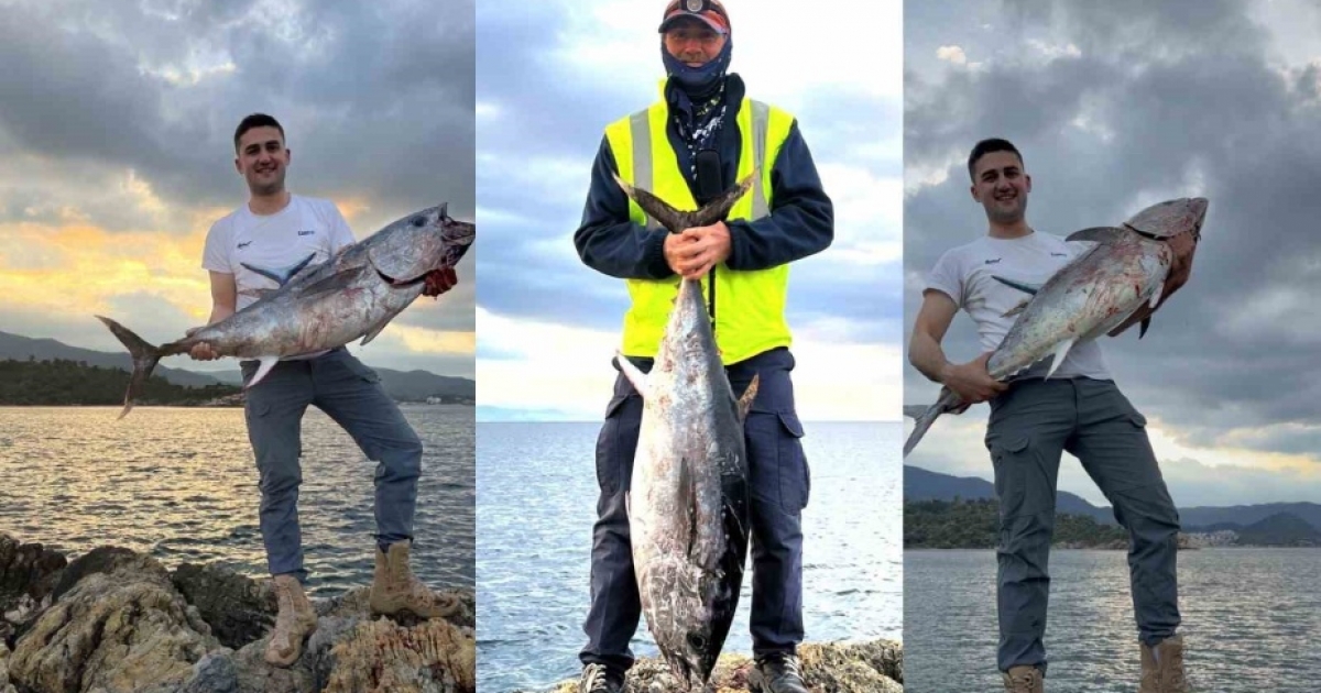 İZMİR’DE İNANILMAZ AV: KIYIDAN DEV ORKİNOS YAKALADILAR, O ANLAR KAMERADA