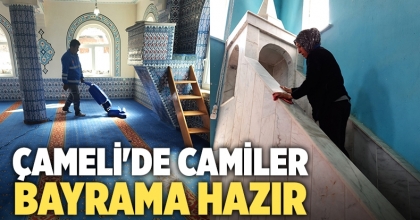 Çameli'de camiler bayrama hazır