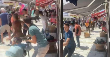 Bodrum çarşısında panik anları  