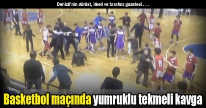 Basketbol maçında yumruklu tekmeli kavga