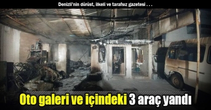 Oto galeri ve içindeki 3 araç yandı