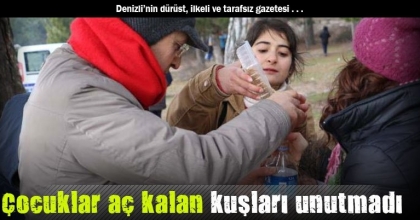 Çocuklar aç kalan kuşları unutmadı