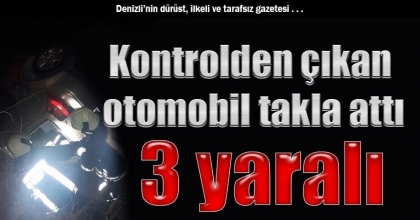 Kontrolden çıkan otomobil takla attı: 3 yaralı