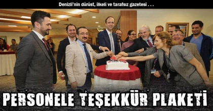 PERSONELE TEŞEKKÜR PLAKETİ VERİLDİ