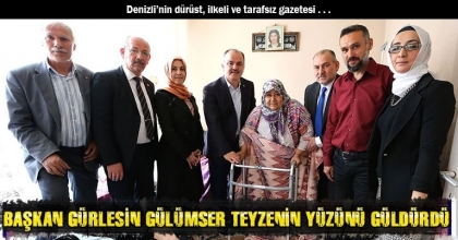 BAŞKAN GÜRLESİN GÜLÜMSER TEYZENİN YÜZÜNÜ GÜLDÜRDÜ