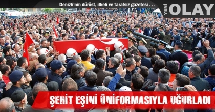 ŞEHİT EŞİNİ ÜNİFORMASIYLA UĞURLADI 