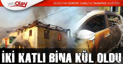 İKİ KATLI BİNA KÜL OLDU