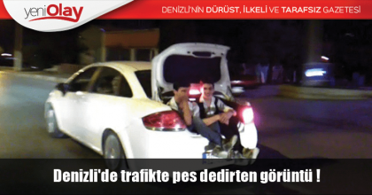 Denizli'de trafikte pes dedirten görüntü