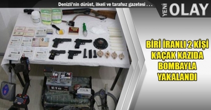 BİRİ İRANLI 2 KİŞİ KAÇAK KAZIDA BOMBAYLA YAKALANDI