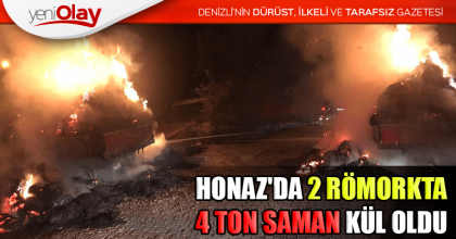 HONAZ'DA 2 RÖMORKTA 4 TON SAMAN KÜL OLDU