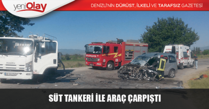 Süt tankeri ile çarpışan hafif ticari aracın sürücüsü yaralandı