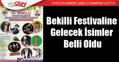Bekilli Festivaline Gelecek İsimler Belli Oldu