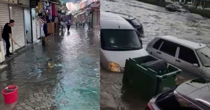 YOLLAR SU ALTINDA KALDI, ARAÇLAR SULARA GÖMÜLDÜ 