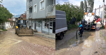 SELENDİ'DE SAĞANAK YAĞIŞ ETKİLİ OLDU  