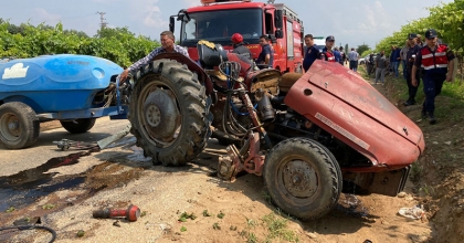 YAŞLI ÇİFTÇİ TRAKTÖRÜN ALTINDA CAN VERDİ