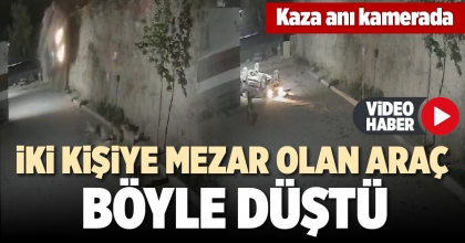 İKİ KİŞİYE MEZAR OLAN ARACIN KAZA ANI KAMERADA