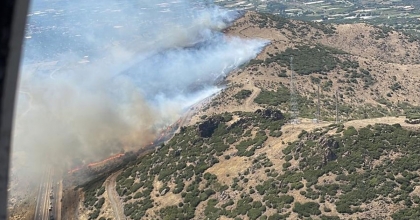 İZMİR'DEKİ ORMAN YANGINLARINDAN BİRİ KONTROL ALTINDA