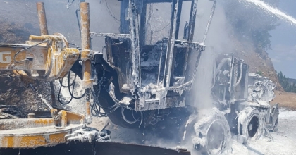 YANAN İŞ MAKİNESİNİ İHA TESPİT ETTİ