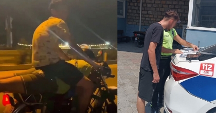 ARKADAŞINI ÜZERİNE OTURTUP MOTOSİKLET KULLANDI, CEZAYI YEDİ