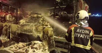 GIDA MALZEMESİ YÜKLÜ KAMYON KÜLE DÖNDÜ