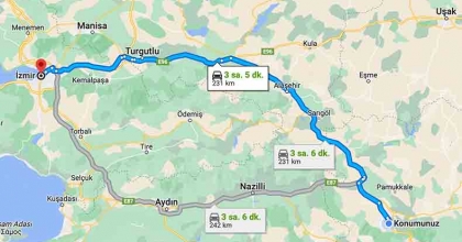 İzmir Denizli Arası Kaç Km