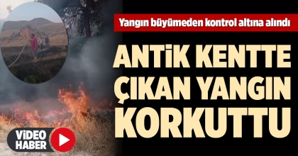 ANTİK KENTTE ÇIKAN ÖRTÜ YANGINI KORKUTTU