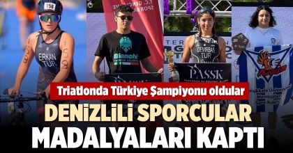 DENİZLİLİ SPORCULAR TRİATLONDAN MADALYALARLA DÖNDÜ