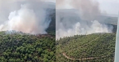 İZMİR’DEKİ ORMAN YANGININA HAVADAN VE KARADAN MÜDAHALE