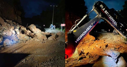 YOĞUN YAĞIŞ SONRASI HEYELAN MEYDANA GELDİ  