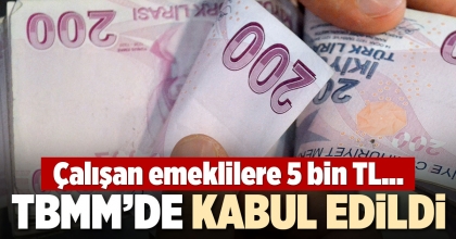 ÇALIŞAN EMEKLİLİLERE 5 BİN TL VERİLMESİ TEKLİFİ KABUL EDİLDİ