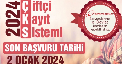 ÇİFTÇİ KAYIT SİSTEMİ'NE BAŞVURULAR 2 OCAK'TA SONA ERECEK