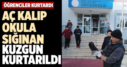 AÇ KALIP OKULA SIĞINAN KUZGUN KURTARILDI