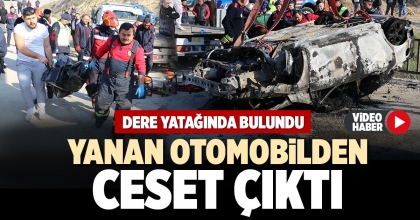 YANAN OTOMOBİLDEN CESET ÇIKTI