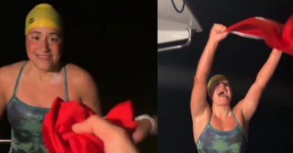 AYSU TÜRKOĞLU COOK BOĞAZINI 7 SAATTE YÜZDÜ