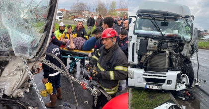 AYDIN'DA 2 TIR ÇARPIŞTI: 1 YARALI