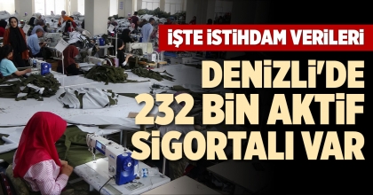 DENİZLİ'DE 232 BİN AKTİF SİGORTALI VAR