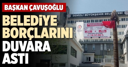 BELEDİYE BORÇLARINI DUVARA ASTI