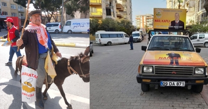 ÇILGIN ADAY KAPLI, EŞEKLİ SEÇİM ÇALIŞMASIYLA BİN 271 OY ALDI