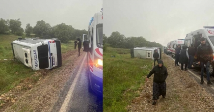 SERA İŞÇİSİ KADINLARI TAŞIYAN MİNİBÜS DEVRİLDİ: 14 YARALI  