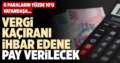 VERGİ KAÇIRANI İHBAR EDENE PAY VERİLECEK