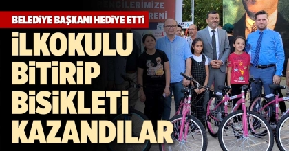 İLKOKULU BİTİRİP BİSİKLETİ KAZANDILAR
