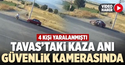 TAVAS’TAKİ KAZA ANI GÜVENLİK KAMERASINDA
