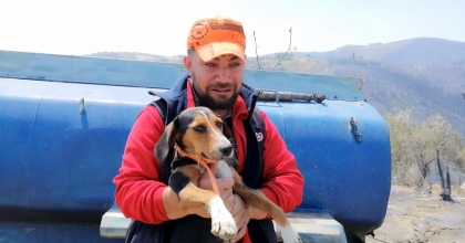 YANGINDAN KURTULAN KÖPEĞİNE SARILARAK AĞLADI