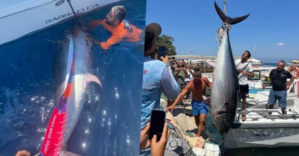 BODRUM'DA AMATÖR BALIKÇILAR 2,5 METRELİK DEV ORKİNOS YAKALADI