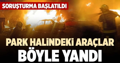 PARK HALİNDEKİ ARAÇLAR BÖYLE YANDI