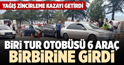 BİRİ TUR OTOBÜSÜ 6 ARAÇ BİRBİRİNE GİRDİ