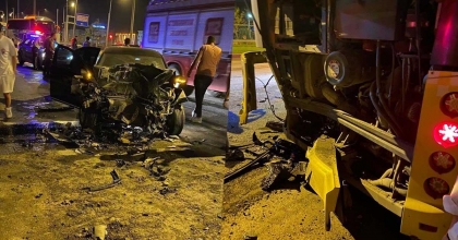 HALK OTOBÜSÜ İLE OTOMOBİLLERİN KARIŞTIĞI KAZADA 1 KİŞİ ÖLDÜ