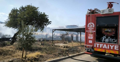 KONUT ALANININ YANI BAŞINDA YANGIN