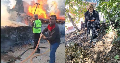 YAŞLI ADAMIN EVİ TAMAMEN YANDI